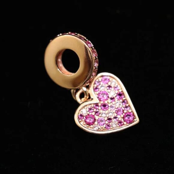 🌺Pandora Pink Crystal Heart Bracelet Charm - Picture 5 of 8